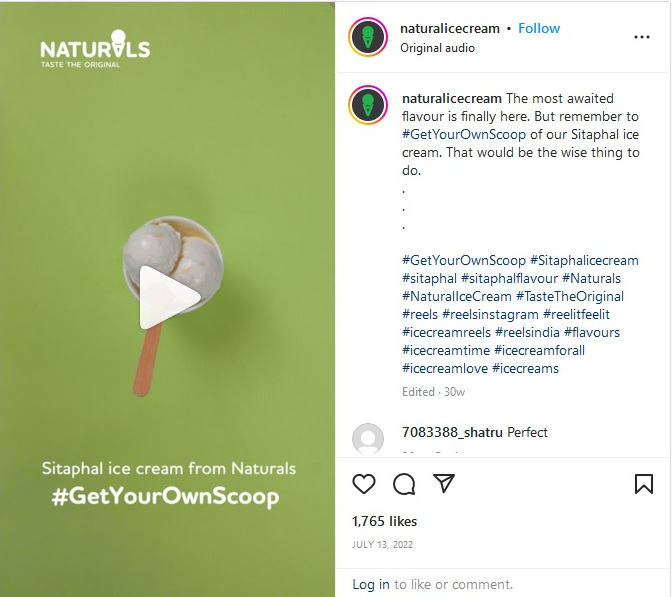 Naturals Ice Cream Instagram Reel
